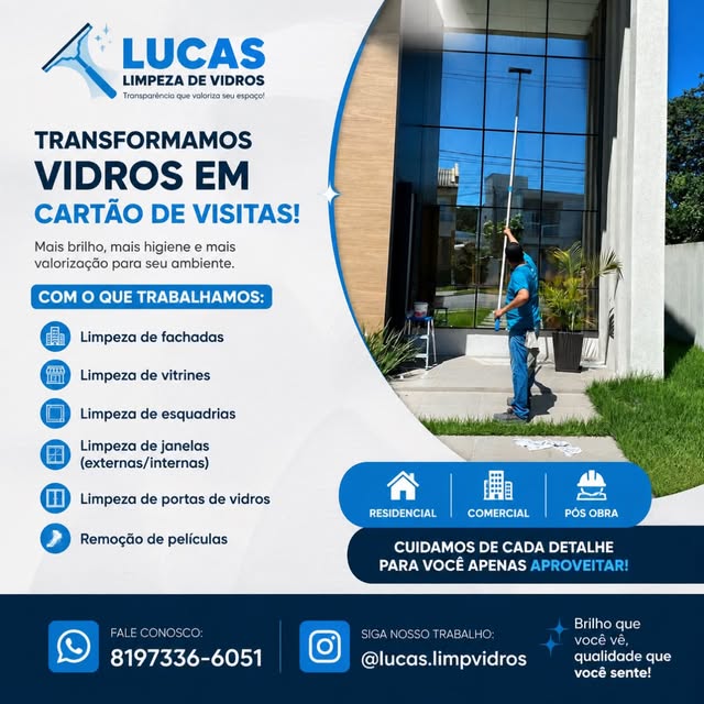 Trabalho da Lucas LimpVidros — foto 1 do Instagram